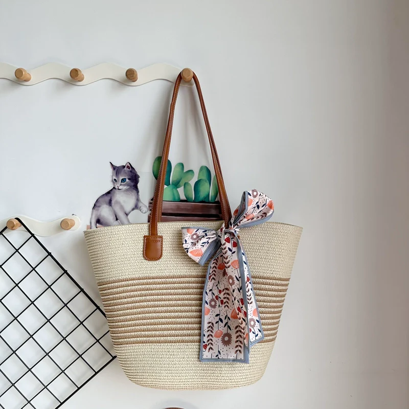Women's French Beach Bag Satchel Straw Woven Bag - Image 14