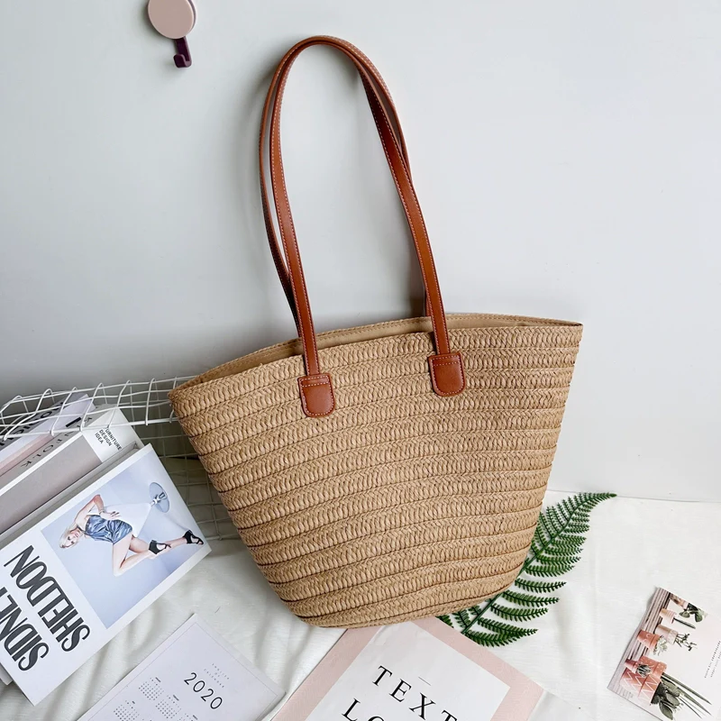 Women's French Beach Bag Satchel Straw Woven Bag - Image 18