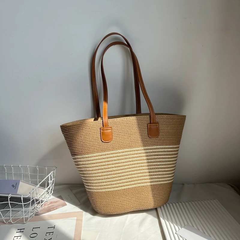 Women's French Beach Bag Satchel Straw Woven Bag - Image 23