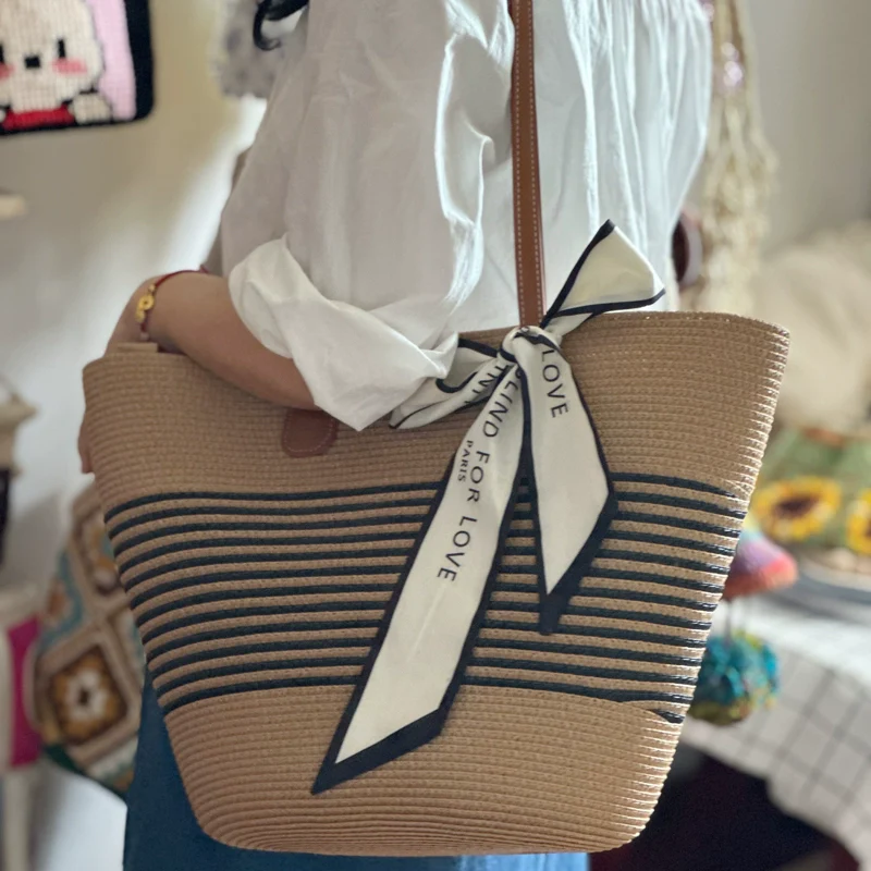 Women's French Beach Bag Satchel Straw Woven Bag - Image 24