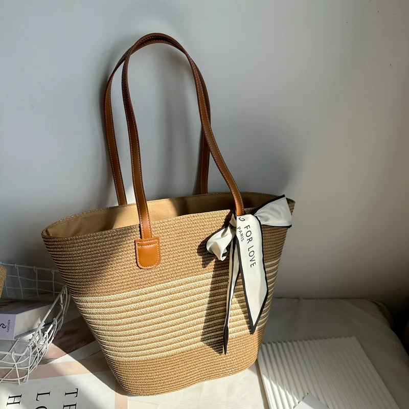 Women's French Beach Bag Satchel Straw Woven Bag - Image 27