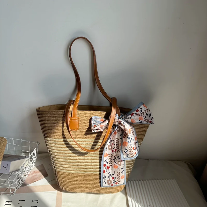 Women's French Beach Bag Satchel Straw Woven Bag - Image 28