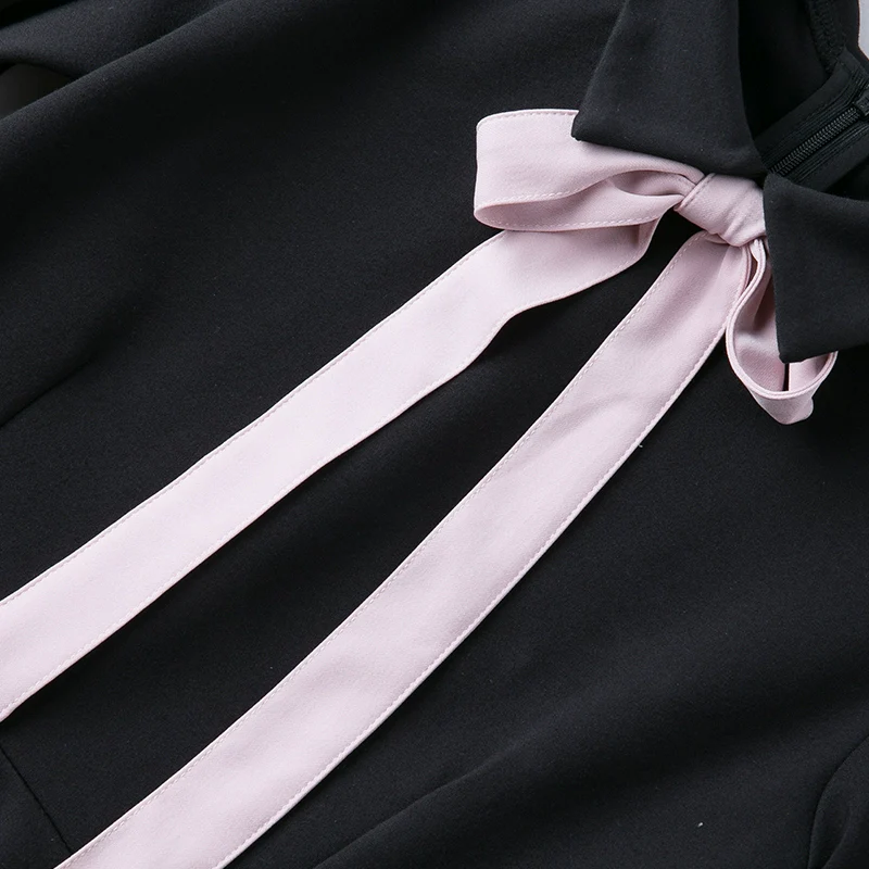 Women's Hepburn Style Bows Dress Black Dress - Image 4
