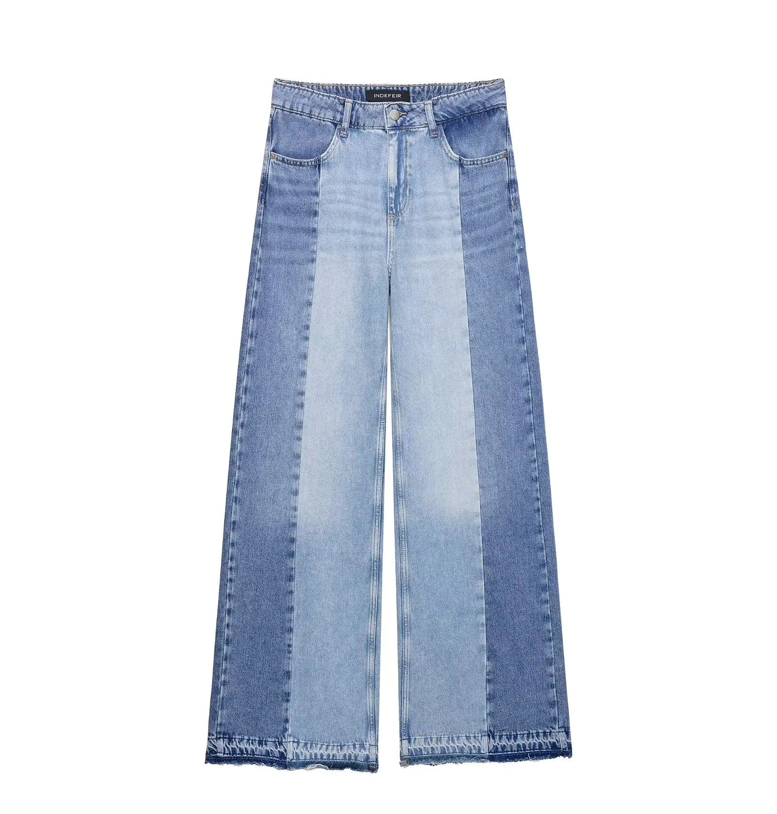 Women's Jeans 2025 Women's New Pants Women's Spliced High Waist Wide Leg Jeans - Image 2