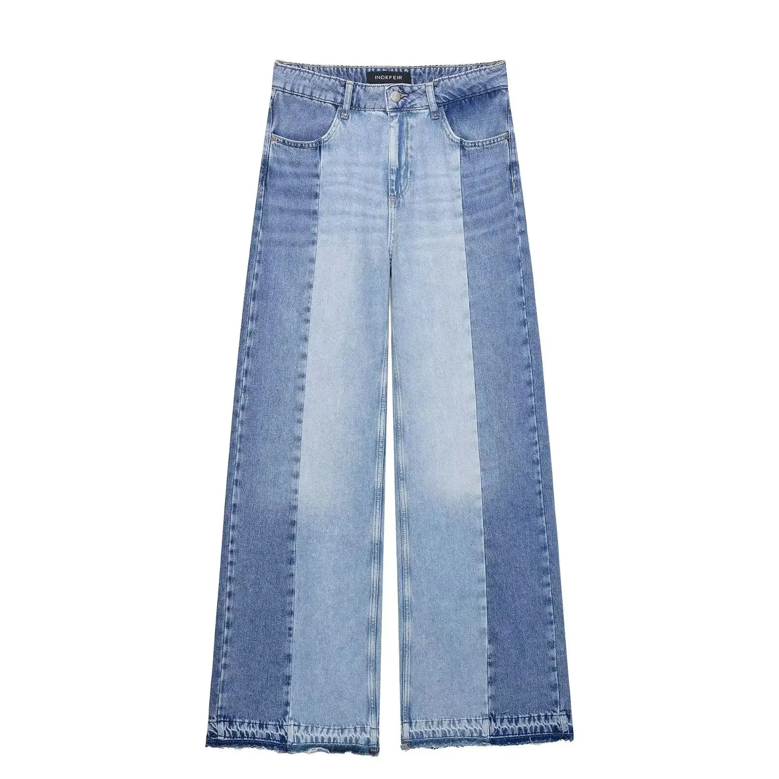 Women's Jeans 2025 Women's New Pants Women's Spliced High Waist Wide Leg Jeans - Image 14