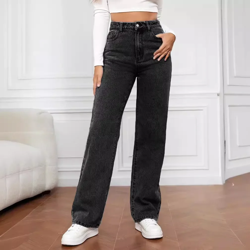 Women's Jeans Women's High Waisted Slim Fit Straight Leg Denim Pants - Image 7