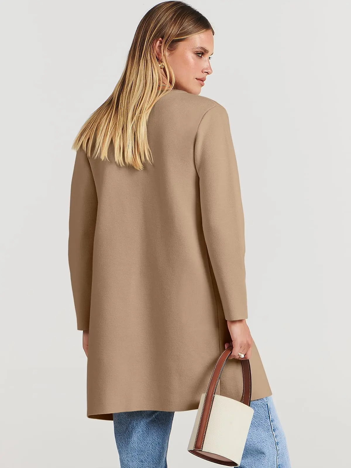 Womens Knit Cardigan Sweaters Oversized Open Front Long Sleeve Lapel Casual Jacket 2023 Fall Coat Dressy Coatigan - Image 4