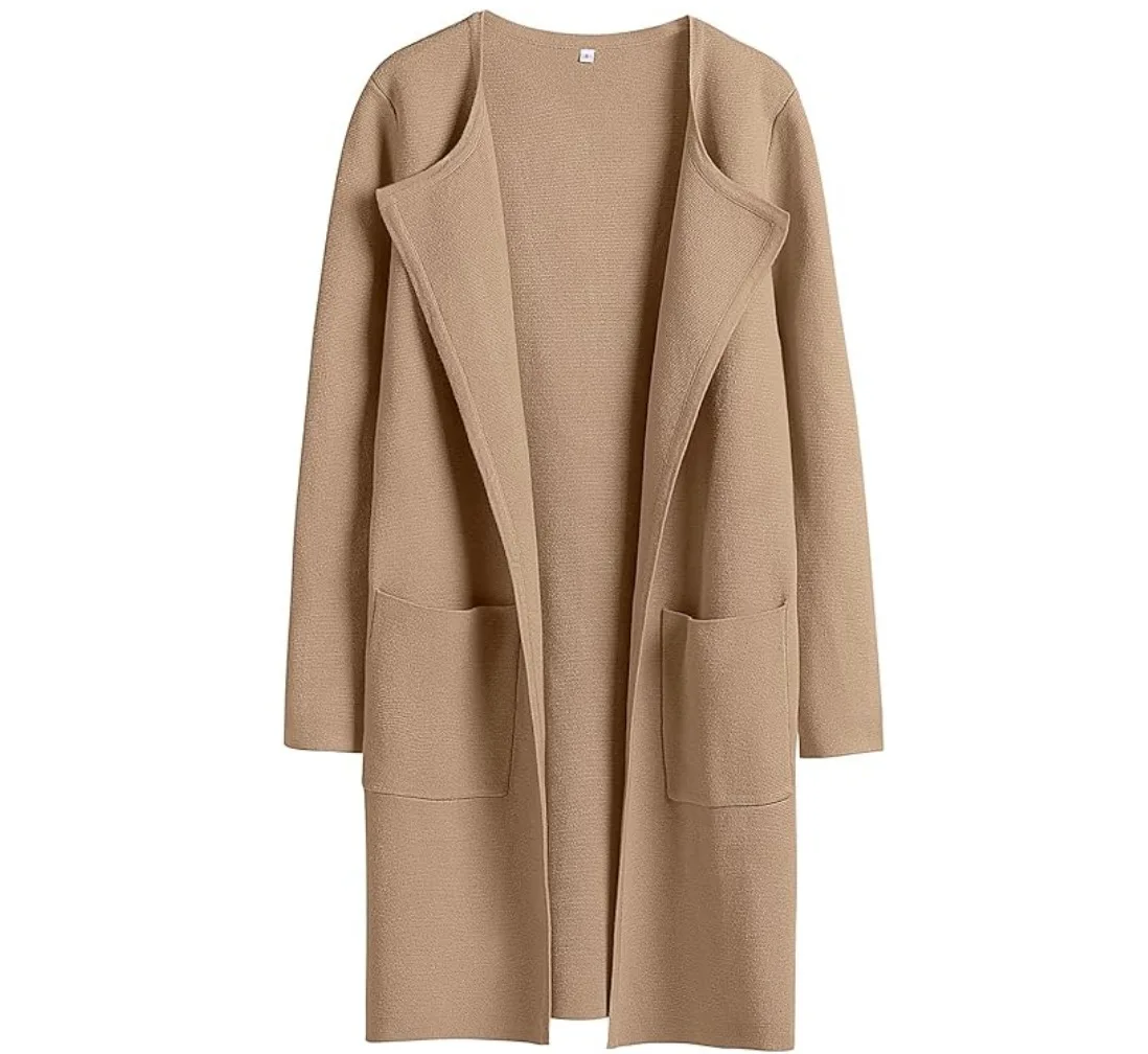 Womens Knit Cardigan Sweaters Oversized Open Front Long Sleeve Lapel Casual Jacket 2023 Fall Coat Dressy Coatigan - Image 6