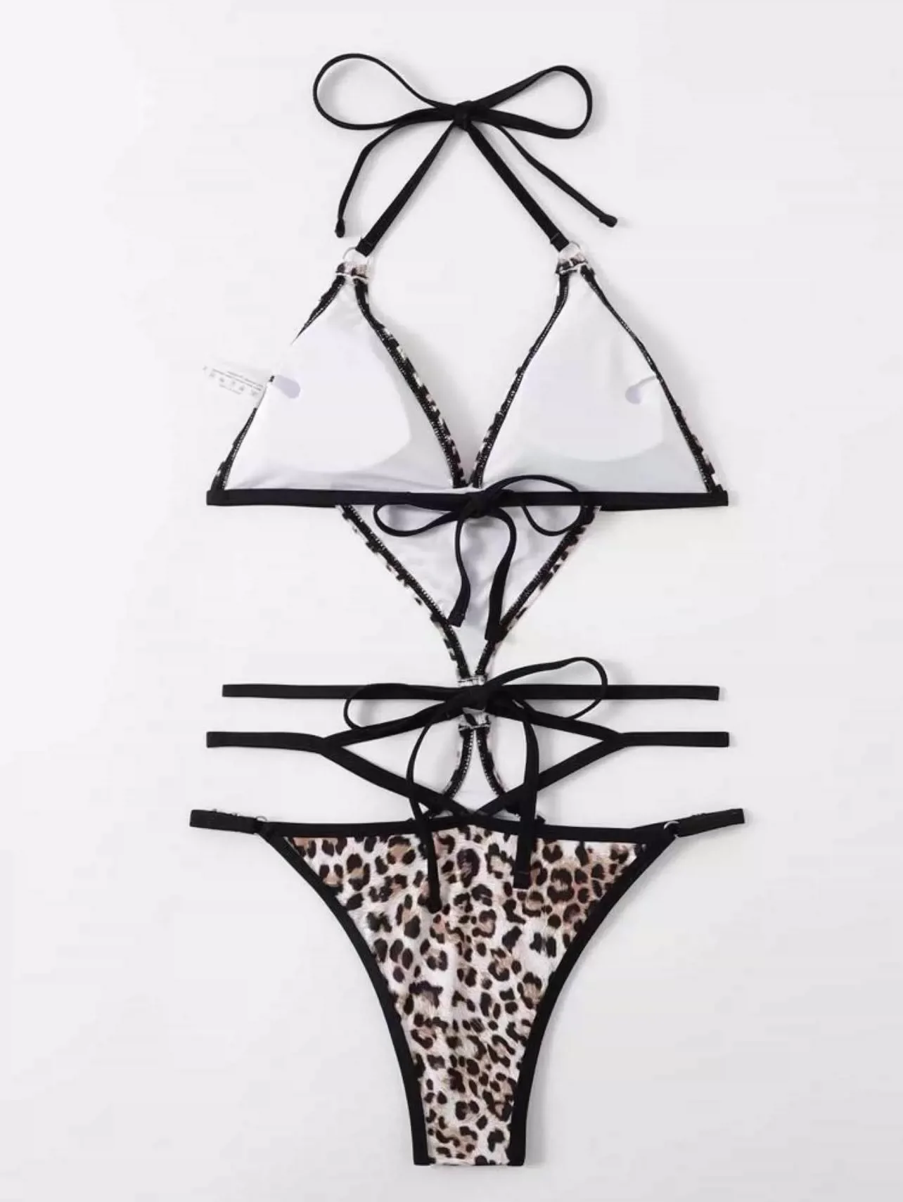 Women's Lace-up Cutout Sleeveless Casual Leopard-Print One-Piece Swimming Suit Vacation Diving European and American Sexy Swimsuit with Chest Pad - Image 4