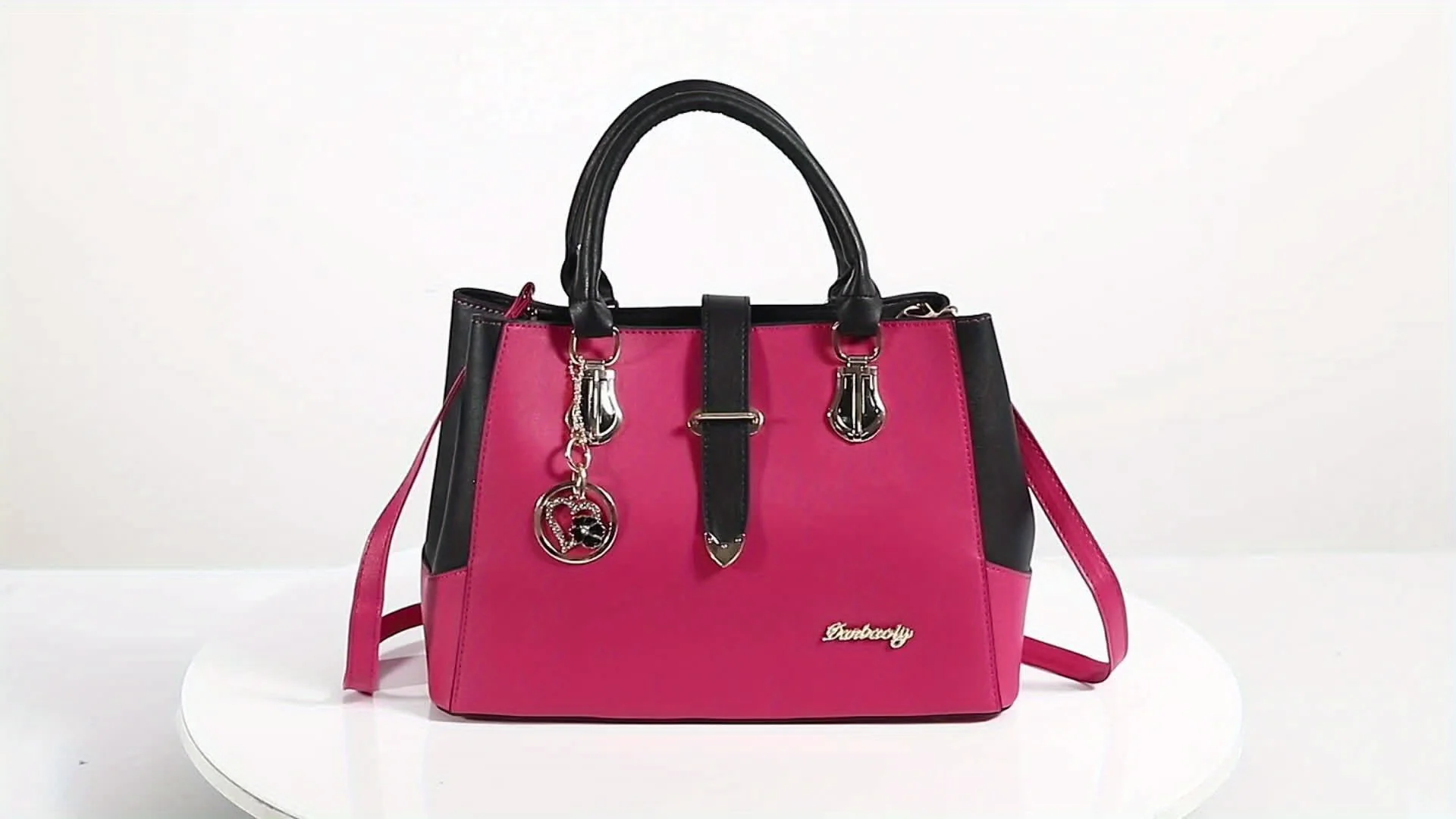 Women's Letter Detail Shoulder Bag, Elegant Double Handle Purse, Simple Large Handbag For Work - Image 10