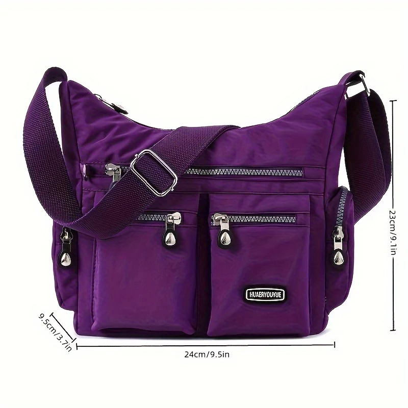 Women's Lightweight Casual Crossbody Nylon Fabric Small Bag Zippered Coin Purse - Image 10
