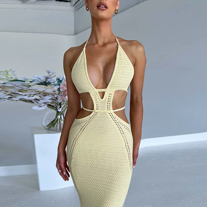 Women's Low-Cut Backless Sexy Hip Skirt See-through Halter - Image 3