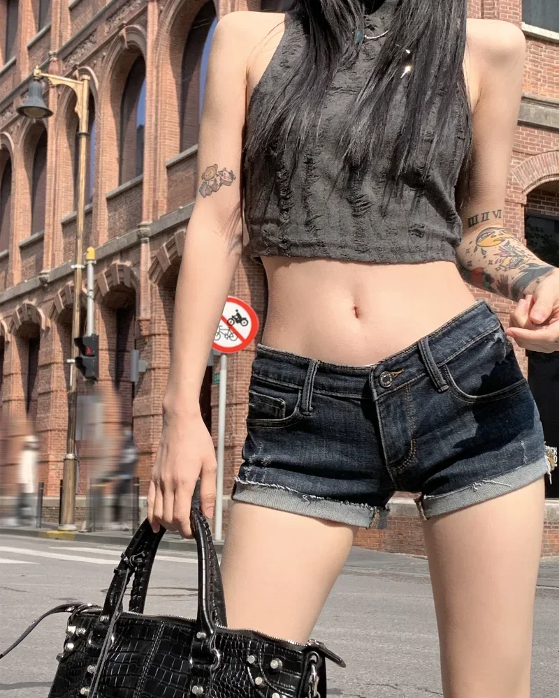 Women's Low Rise Elastic Tight Curled Denim Shorts Summer New Hot Girl Street Casual Hip Wrap Sexy Mini Shorts Female - Image 5