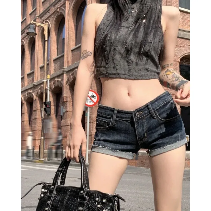 Women's Low Rise Elastic Tight Curled Denim Shorts Summer New Hot Girl Street Casual Hip Wrap Sexy Mini Shorts Female - Image 5