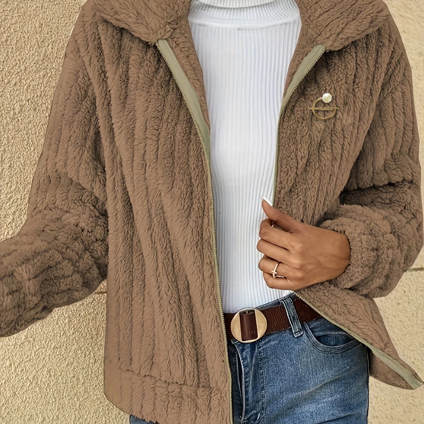 Women's Luxurious Fuzzy Coat - Toasty Elegance, Chic Open Front Design, Long Sleeve Comfort, Versatile for Casual & Formal Occasions - Cozy Fashion Outerwear - Image 12