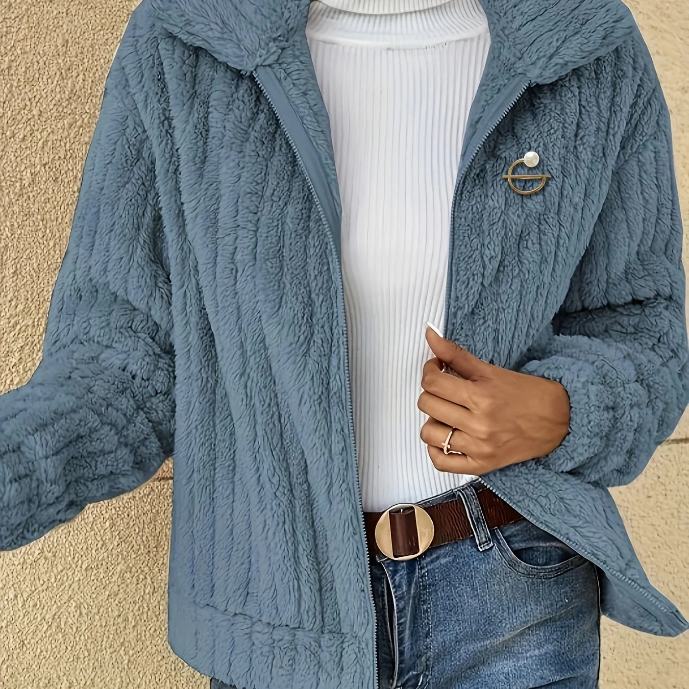 Women's Luxurious Fuzzy Coat - Toasty Elegance, Chic Open Front Design, Long Sleeve Comfort, Versatile for Casual & Formal Occasions - Cozy Fashion Outerwear - Image 14