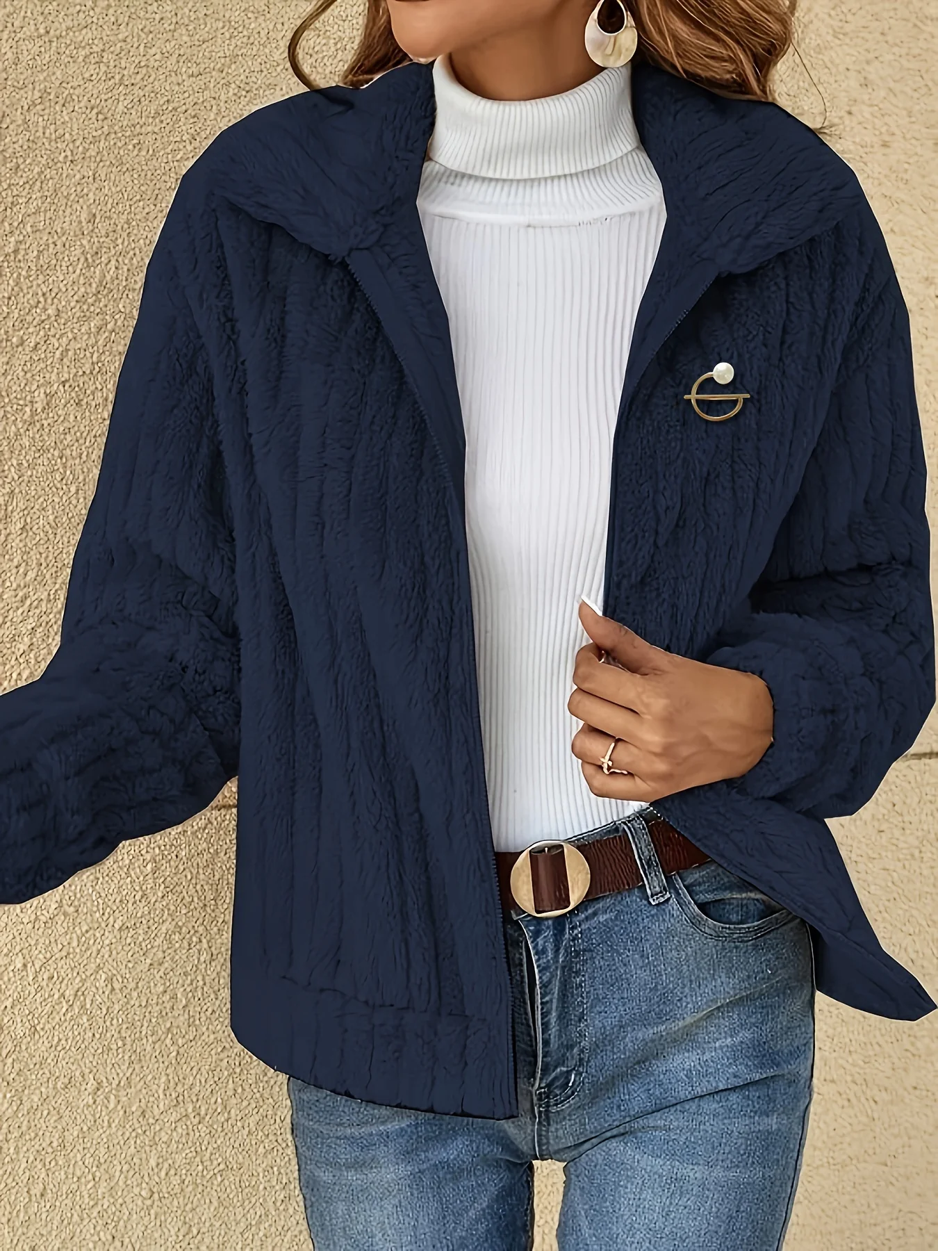 Women's Luxurious Fuzzy Coat - Toasty Elegance, Chic Open Front Design, Long Sleeve Comfort, Versatile for Casual & Formal Occasions - Cozy Fashion Outerwear - Image 5