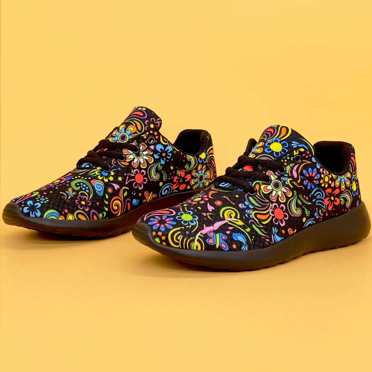 Women's Mexican Flower Pattern Lightweight Sneakers - Lace-Up Running Shoes, Casual & Stylish - Breathable Fabric & Rubber Sole - For Women - Suitable for Everyday Wear, Running & Casual Outings - Perfect Gift for Fashionable - Image 10