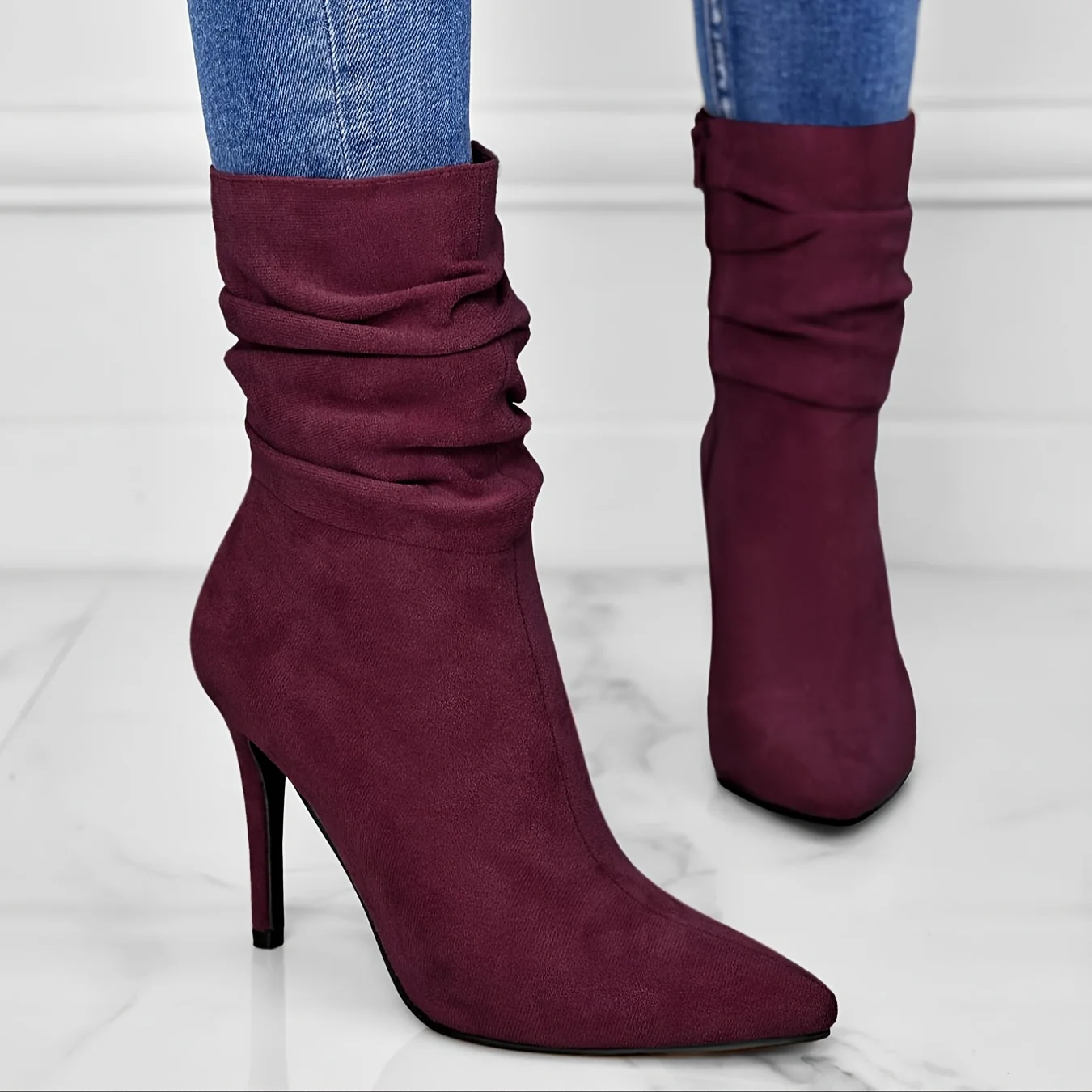 Women's Mid-Calf Boots, Plain Fashionable Boots with Zipper for Comfort and Casual Wear, Round Toe in the Middle of Calf - Image 18