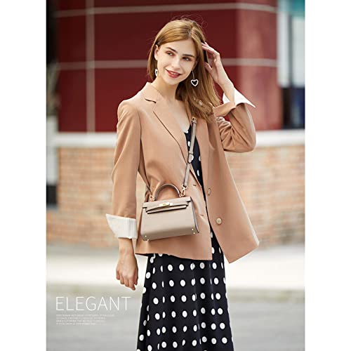 Womens Mini Leather Satchel Bags 9 * 2.5 * 5.5in Shoulder Purses Top Handle Handbags Ladies Designer Purses (Grey) - Image 3