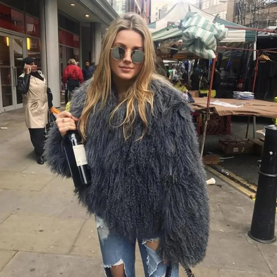 Womens Natural Mongolian Lamb Fur Coat Short Winter Real Sheep Fur Jacket Ladies Genuine Sheepskin Coats - Image 11
