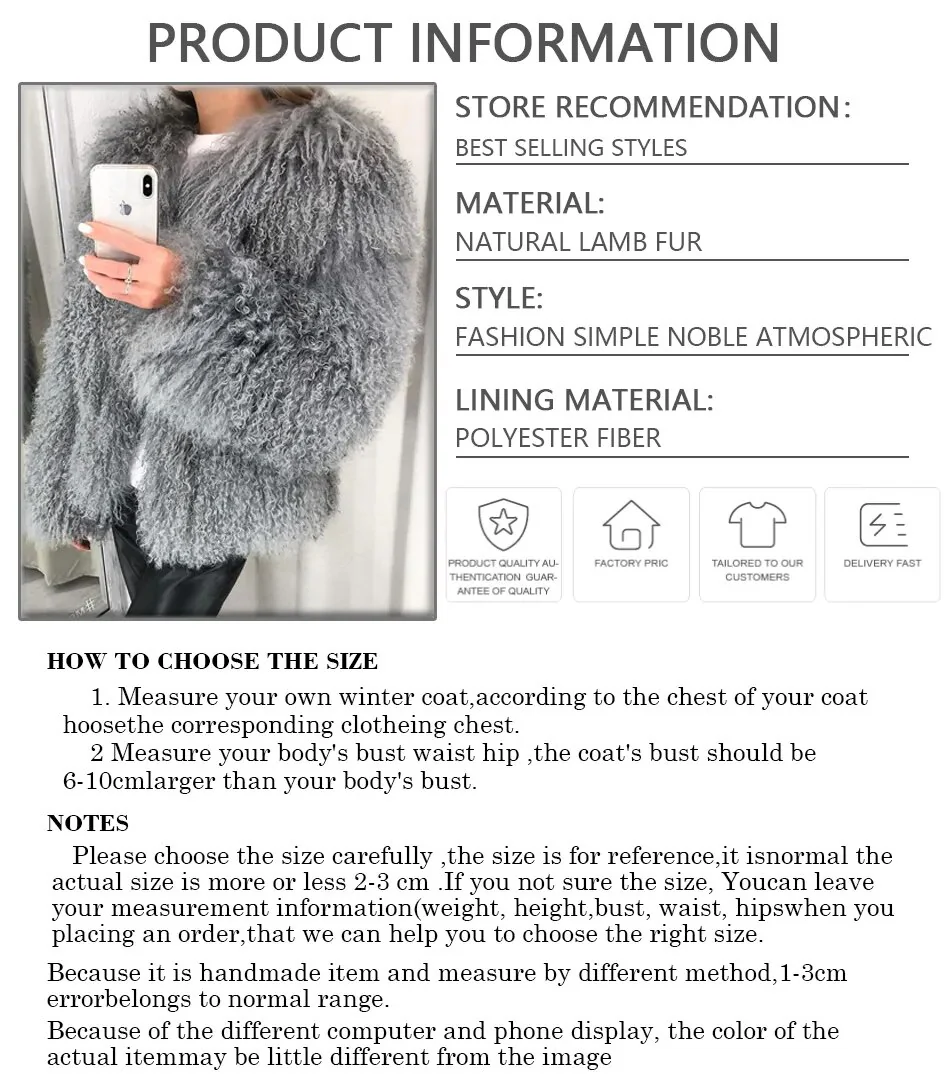 Womens Natural Mongolian Lamb Fur Coat Short Winter Real Sheep Fur Jacket Ladies Genuine Sheepskin Coats - Image 14