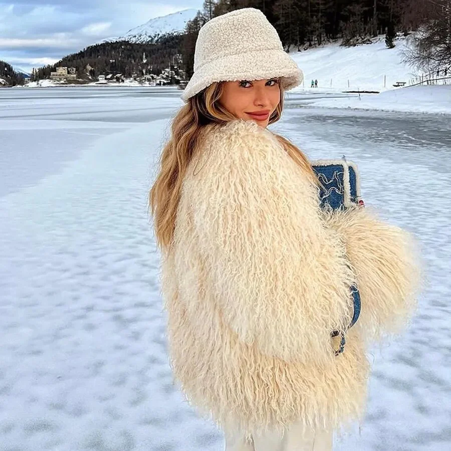 Womens Natural Mongolian Lamb Fur Coat Short Winter Real Sheep Fur Jacket Ladies Genuine Sheepskin Coats - Image 15