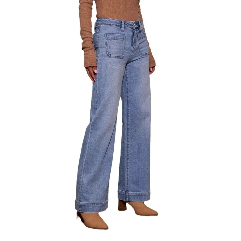 Women's New Europe and the United States High-Waisted Jeans Women's 2025 Spring Thin Wide-Leg Retro Temperament Straight Pants - Image 5