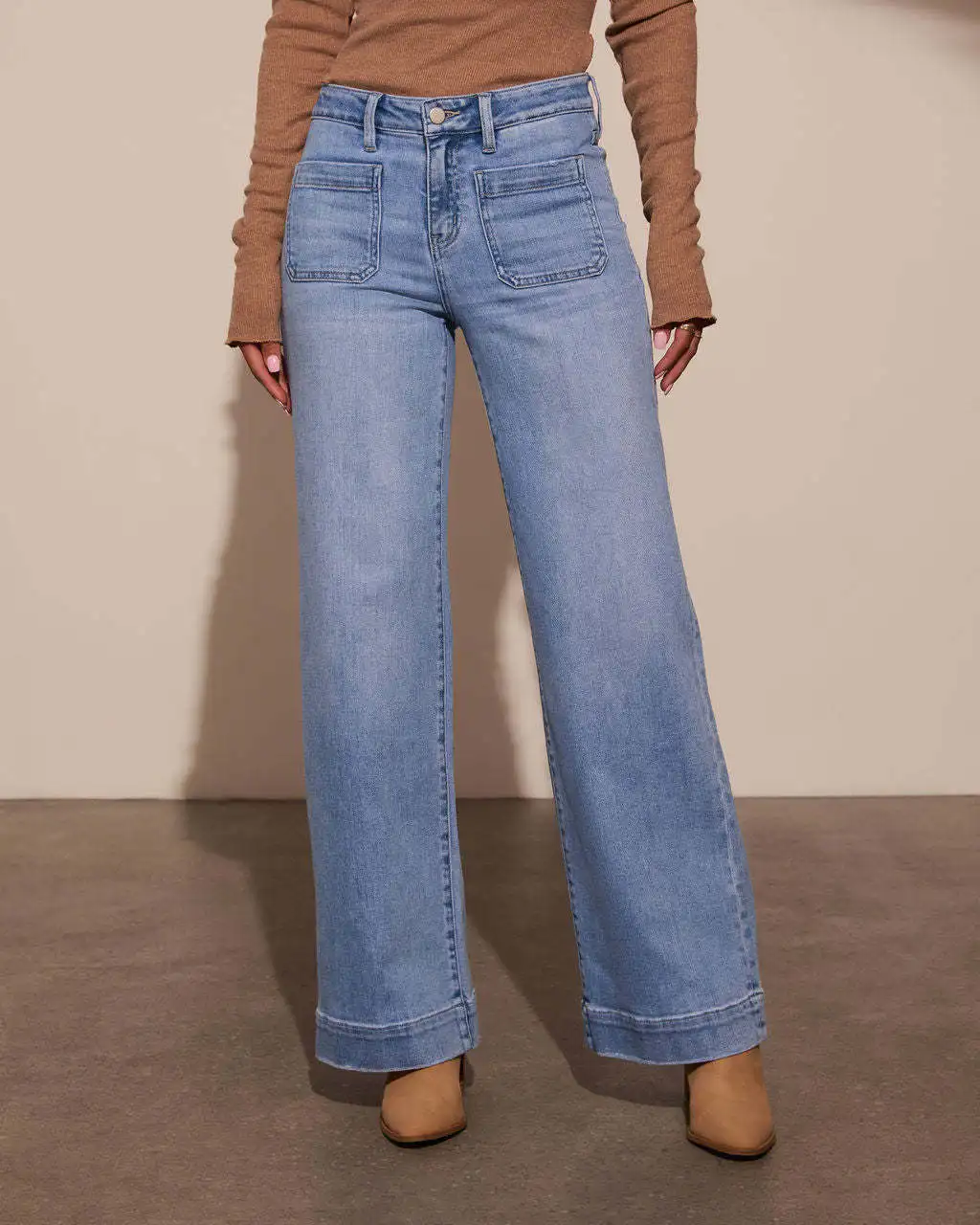 Women's New Europe and the United States High-Waisted Jeans Women's 2025 Spring Thin Wide-Leg Retro Temperament Straight Pants - Image 8
