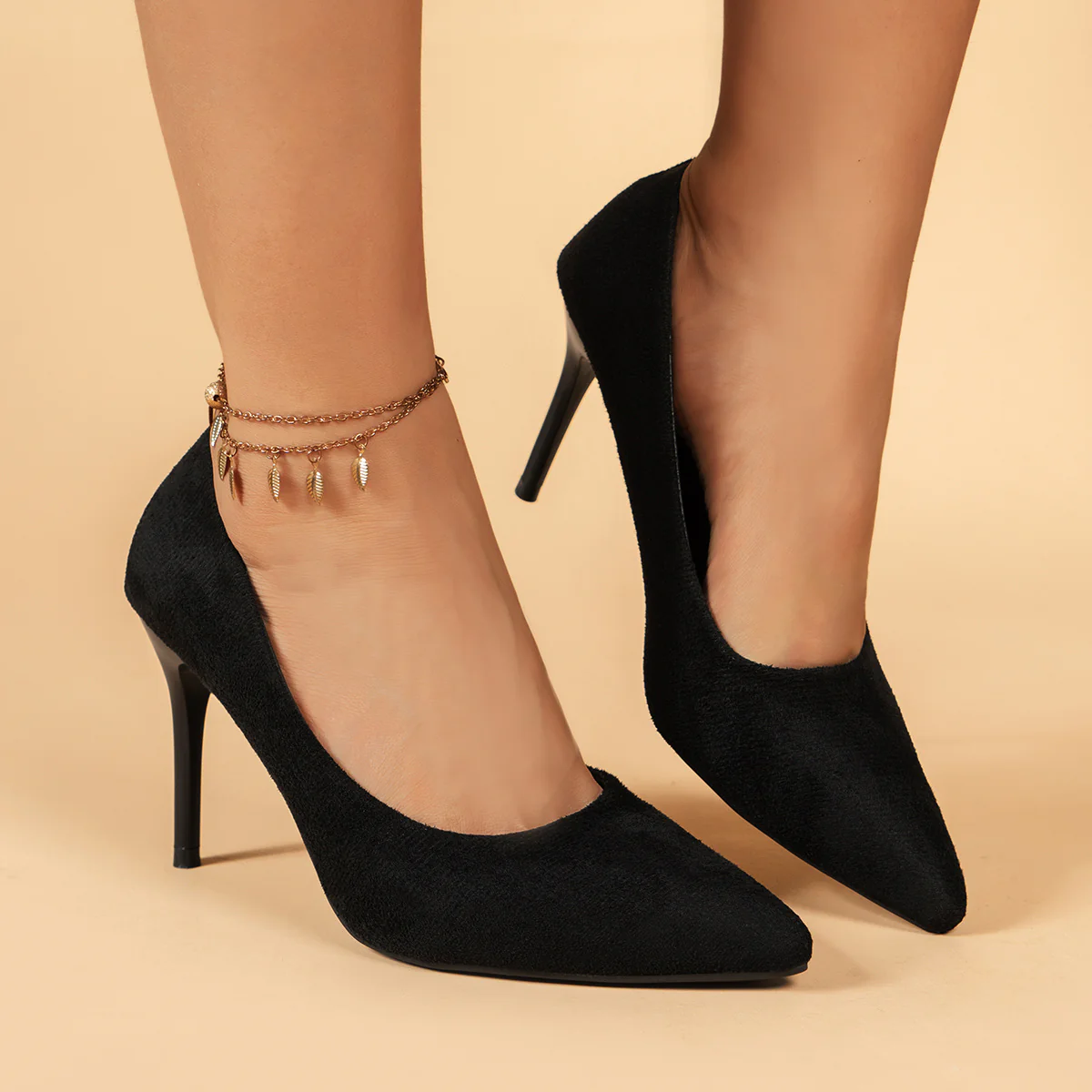 Women's Pointed Toe High Heels, Sexy Black Slip On Stiletto Court Pumps, Versatile Dress Heels - Image 4
