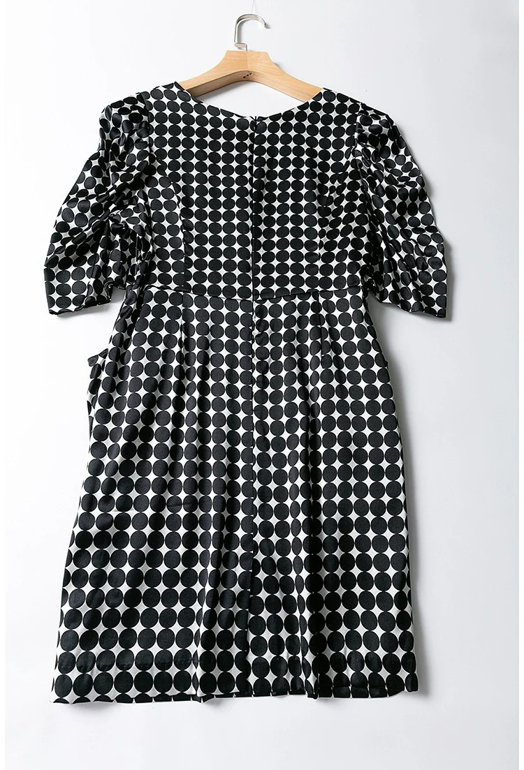 Women's Polka Dot Mulberry Silk Hepburn Dress Crepe Satin Plain - Image 2