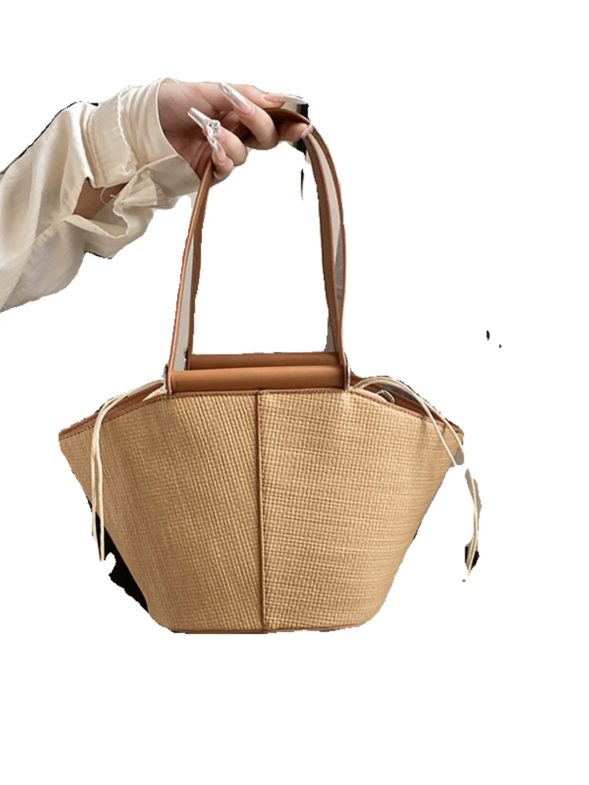 Women's Retro Satchel Vegetable Basket Straw Woven Bag - Image 5