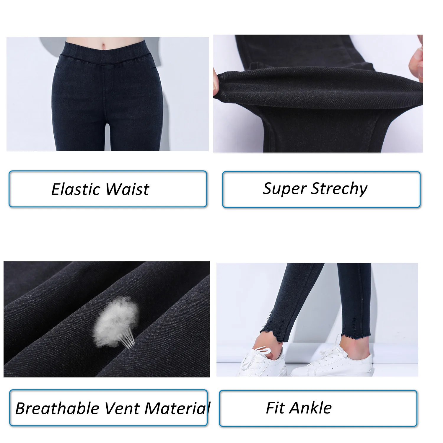 Womens Ripped Jeans stretch XXS 3XL Super Elastic Romper Skinny Fit Korea Japanese Leggings Jeans Distressed ouc2603 - Image 4