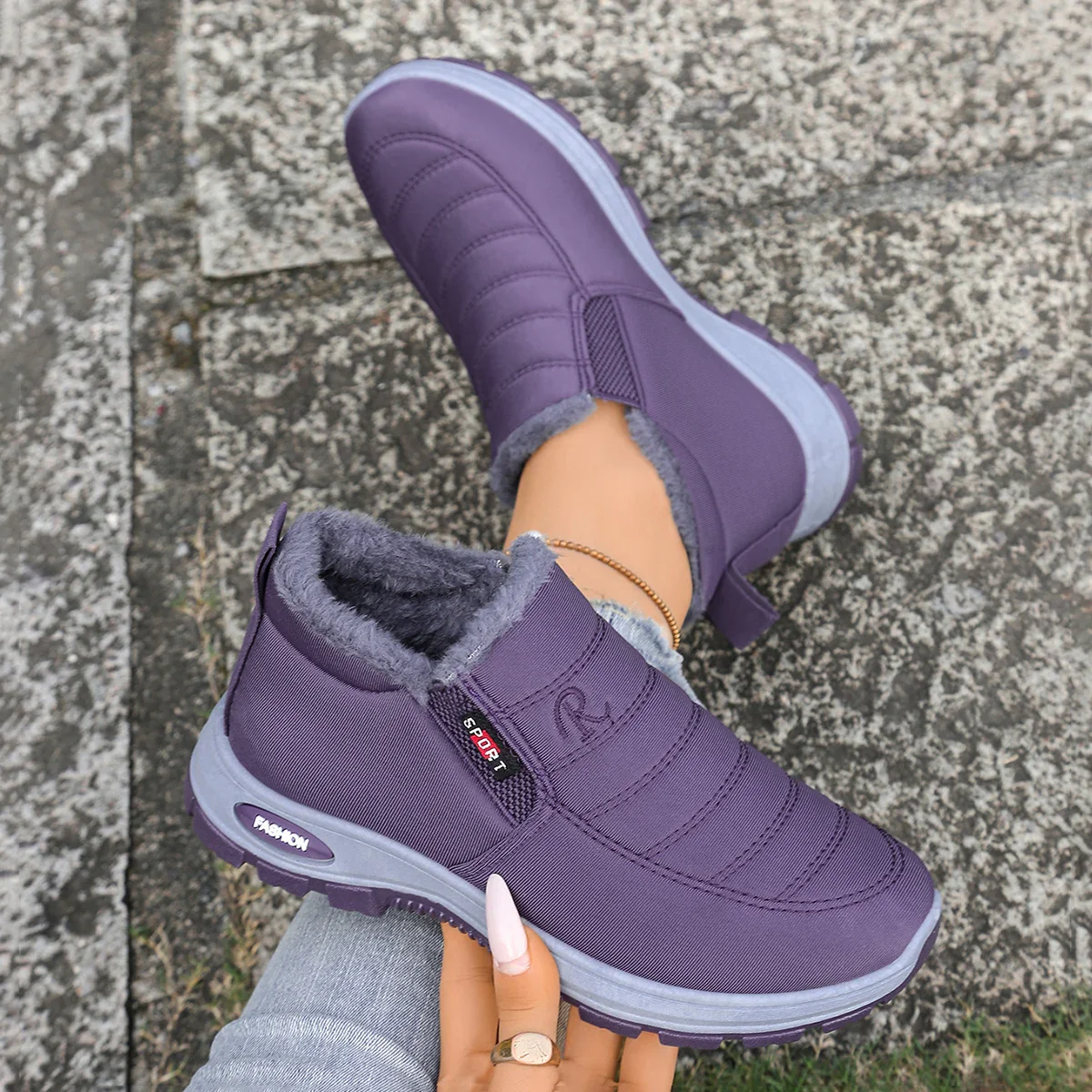 Women's shoes, winter cotton shoes with fleece and thickened mid-top, warm and casual snow boots - Image 11