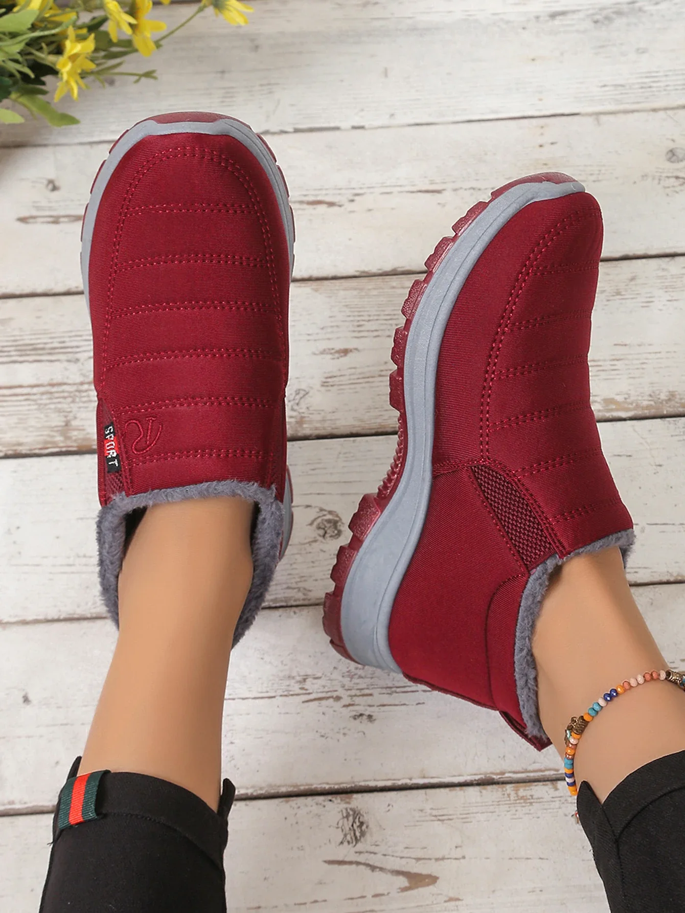 Women's shoes, winter cotton shoes with fleece and thickened mid-top, warm and casual snow boots - Image 8