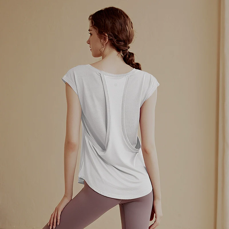 Women's Short-Sleeved Thin Breathable Mesh Loose Yoga Clothes - Image 18