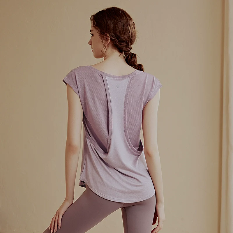 Women's Short-Sleeved Thin Breathable Mesh Loose Yoga Clothes - Image 19