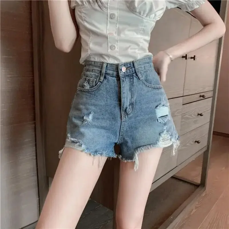 Womens Shorts Denim Ripped Sexy Short Pants for Women To Wear Blue Jeans New in Trend 2024 Y2k Harajuku Korean Style XL Fashion - Image 2