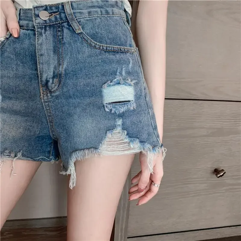 Womens Shorts Denim Ripped Sexy Short Pants for Women To Wear Blue Jeans New in Trend 2024 Y2k Harajuku Korean Style XL Fashion - Image 5