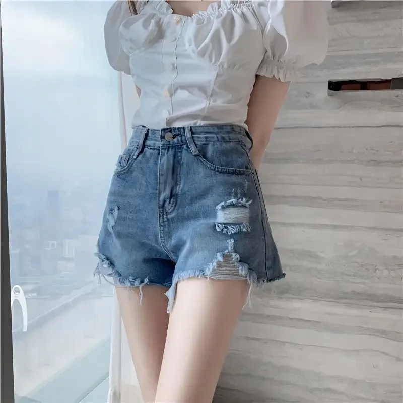 Womens Shorts Denim Ripped Sexy Short Pants for Women To Wear Blue Jeans New in Trend 2024 Y2k Harajuku Korean Style XL Fashion - Image 6