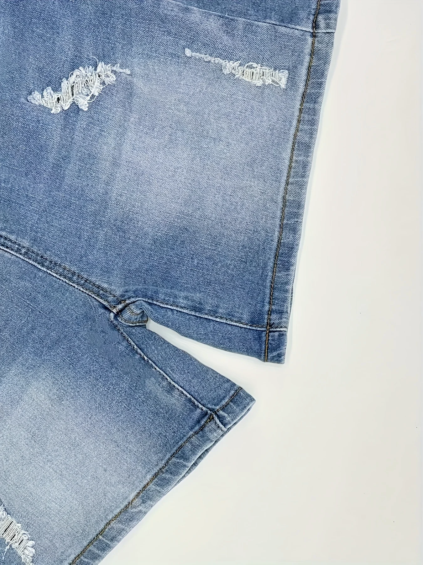 Women's Sporty Drawstring Denim Shorts, Casual Ripped Jean Hot Pants, Summer Fashion with Elastic Waistband - Image 7