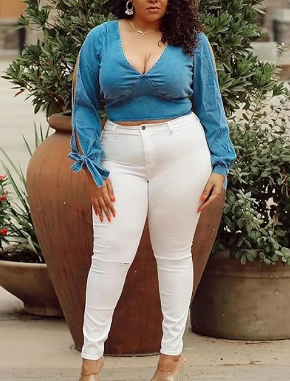 Womens Stretch High Waisted Jeans Skinny elastic Butt Lifting Jeans Slim Fit Denim Pants Ass Jeans White Blue - Image 6