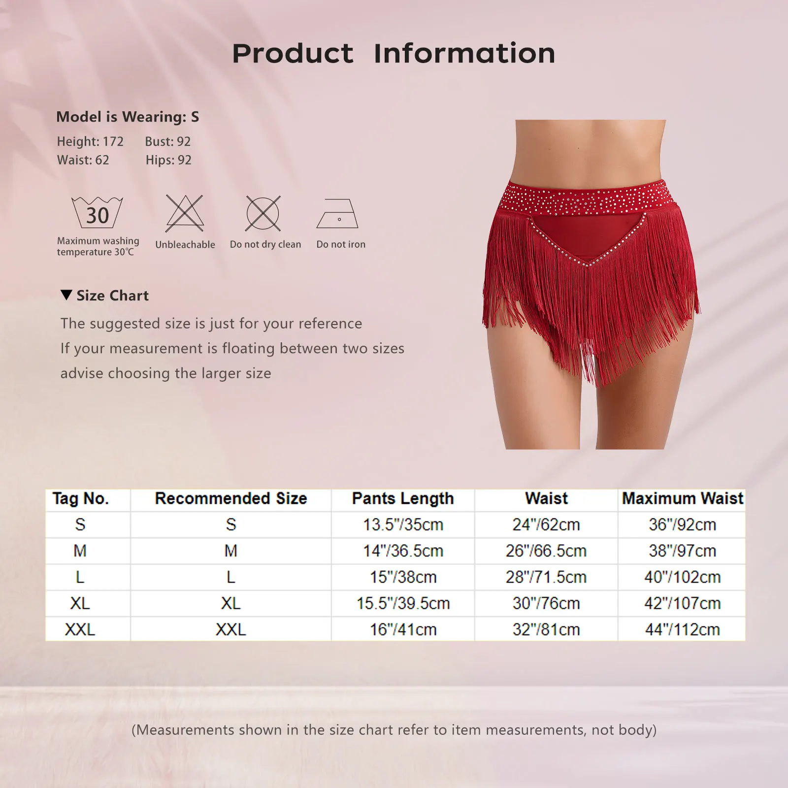Womens Tassel Belly Dance Shorts Skirts Samba Fringe Latin Rumba Samba Tango Dancewear Shiny Rhinestone See Through Mesh Bottoms - Image 6