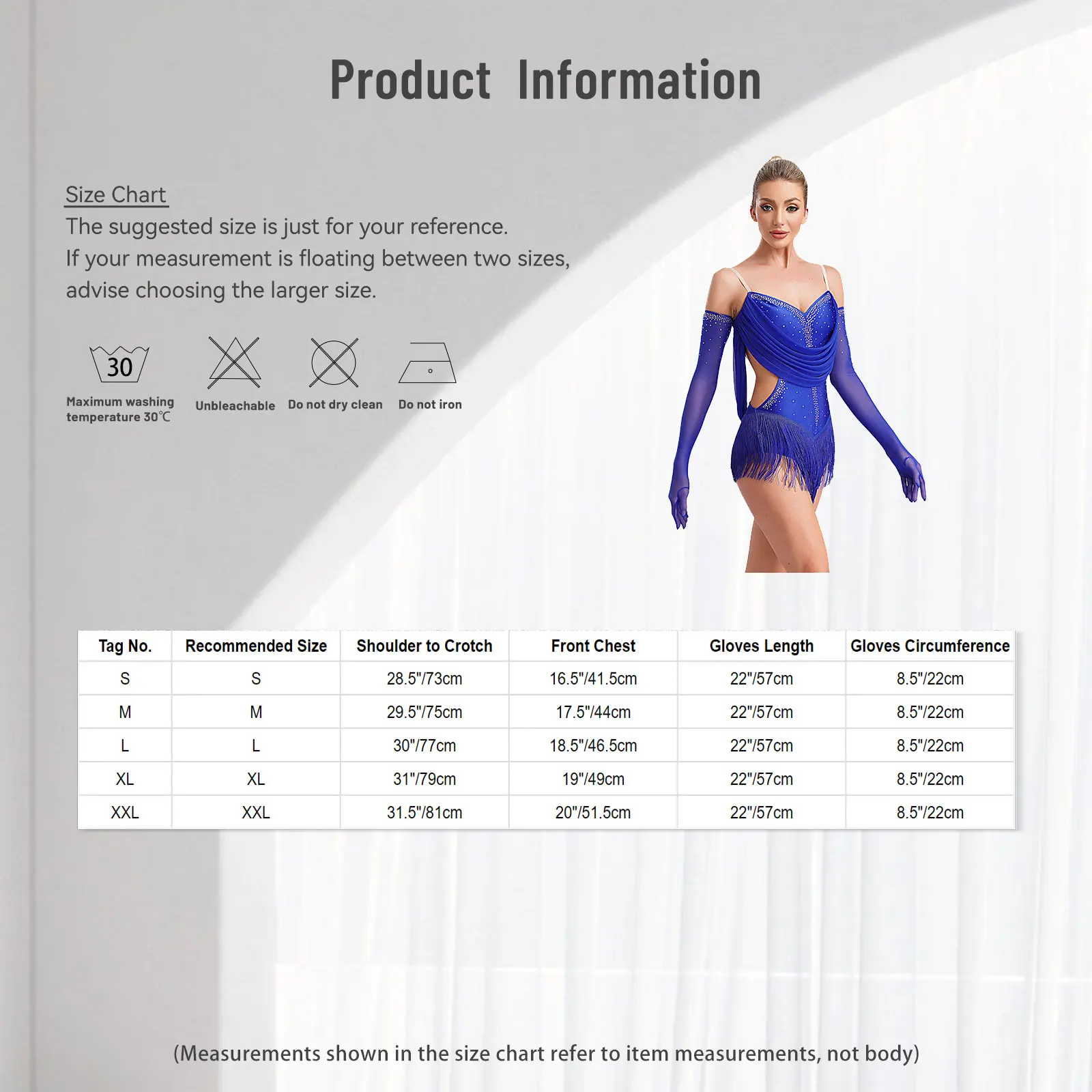 Womens Tassel Latin Rumba Dance Leotard Glittery Cutout Fringed Bodysuit with Gloves Cha-cha Samba Tango Performance Costume - Image 6