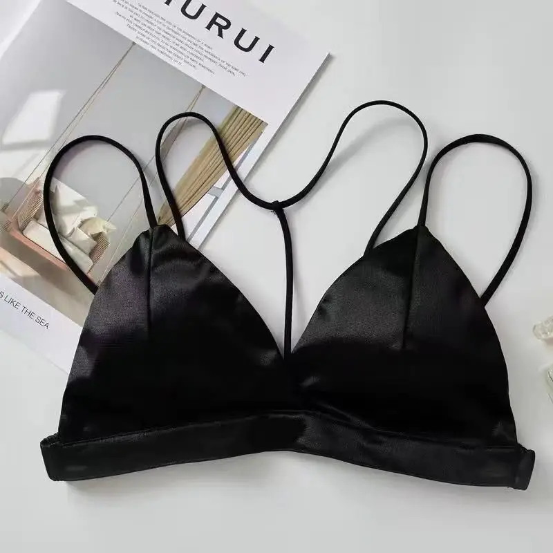 Women's Tube Top Silk Comfortable Crop Top Sexy Camisole Wireless Summer V-Neck Sleeveless Underwear - Image 12