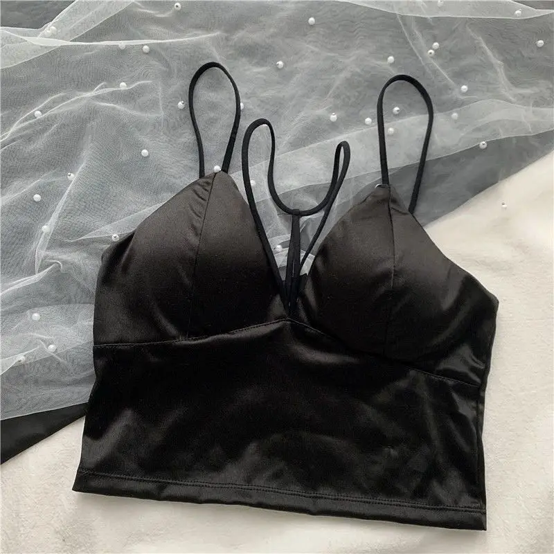 Women's Tube Top Silk Comfortable Crop Top Sexy Camisole Wireless Summer V-Neck Sleeveless Underwear - Image 20