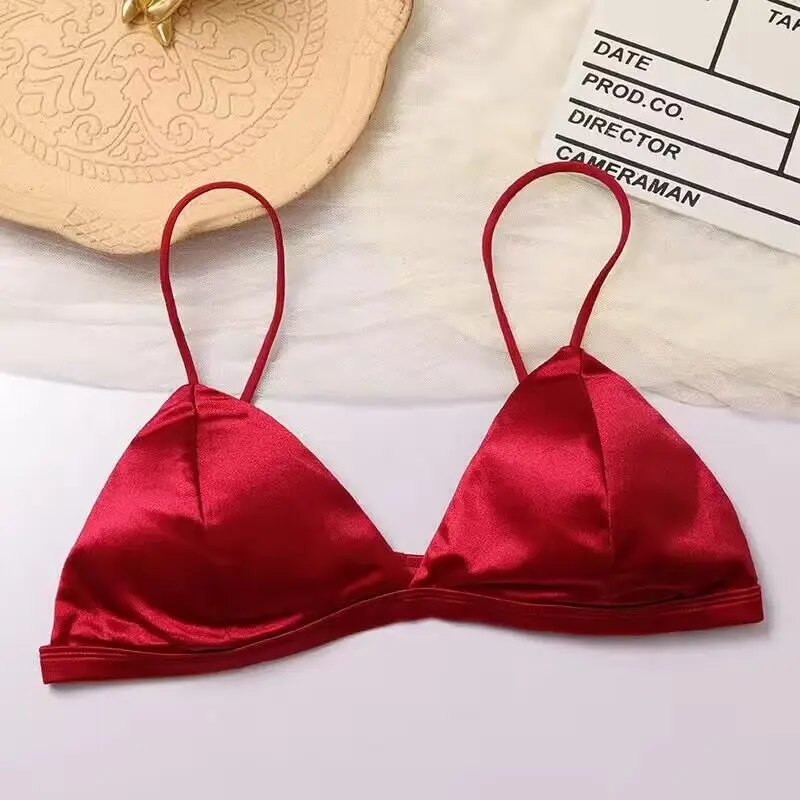 Women's Tube Top Silk Comfortable Crop Top Sexy Camisole Wireless Summer V-Neck Sleeveless Underwear - Image 5