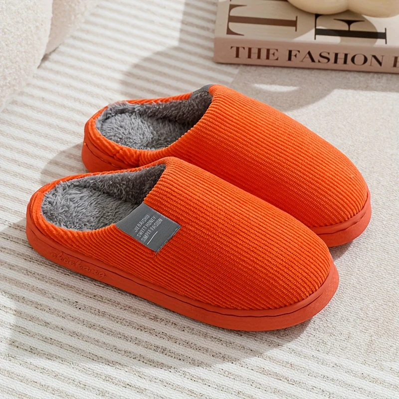 Women's & Unisex Plush Slip-On Slippers with Non-Slip Rubber Sole - Winter Warm Indoor House Shoes, Soft Plush & Cushioned Footbed, Multi-Color Options (Pink, Blue, Grey, Brown, Green, Yellow, Orange) for Home, Postpartum Car - Image 15