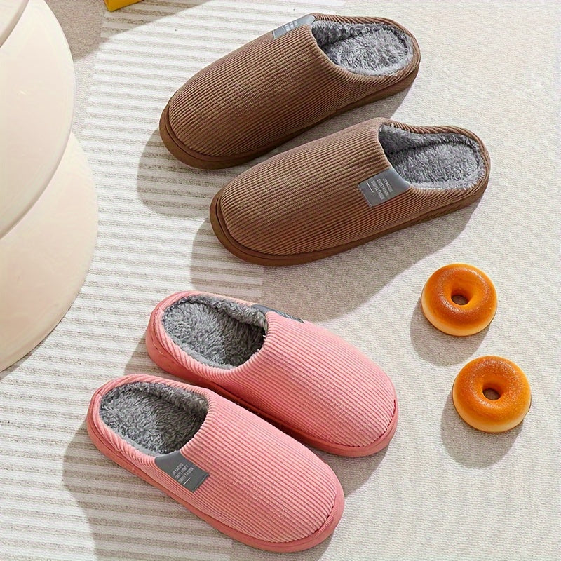 Women's & Unisex Plush Slip-On Slippers with Non-Slip Rubber Sole - Winter Warm Indoor House Shoes, Soft Plush & Cushioned Footbed, Multi-Color Options (Pink, Blue, Grey, Brown, Green, Yellow, Orange) for Home, Postpartum Car - Image 4