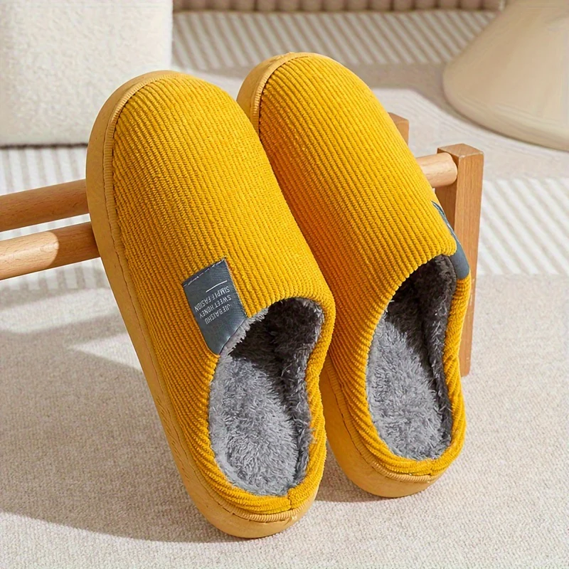 Women's & Unisex Plush Slip-On Slippers with Non-Slip Rubber Sole - Winter Warm Indoor House Shoes, Soft Plush & Cushioned Footbed, Multi-Color Options (Pink, Blue, Grey, Brown, Green, Yellow, Orange) for Home, Postpartum Car - Image 5